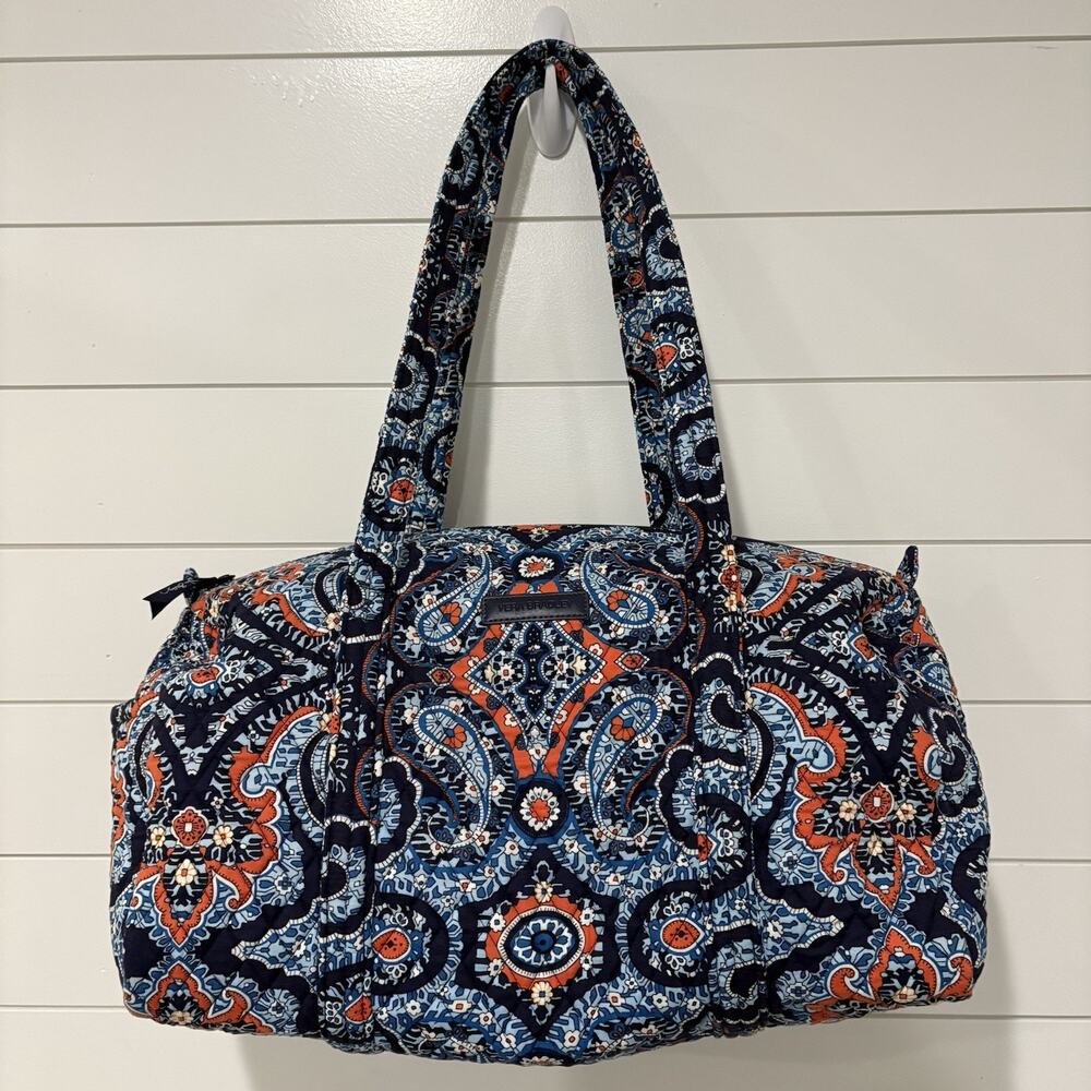 Vera Bradley | Duffel Bag Quilted Marrakesh Paisley Blue Orange Travel Pockets